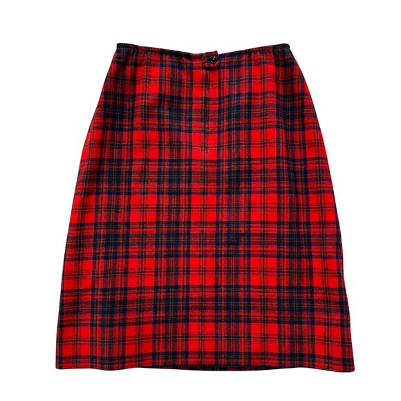 Vintage Pendleton Red Tartan Plaid Wool A Line Midi Skirt 10 - Picture 2 of 3